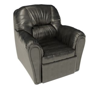 Кожаное мягкое кресло, выполненное в черном цвете