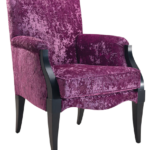 Кресло под старину с обивкой пурпурного цвета