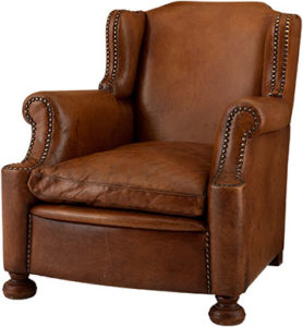 Мягкое кресло из коричневой кожи