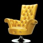 Оригинальное современное кресло в золотом цвете