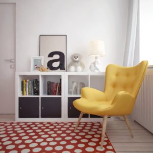 Современное домашнее кресло в желтом цвете